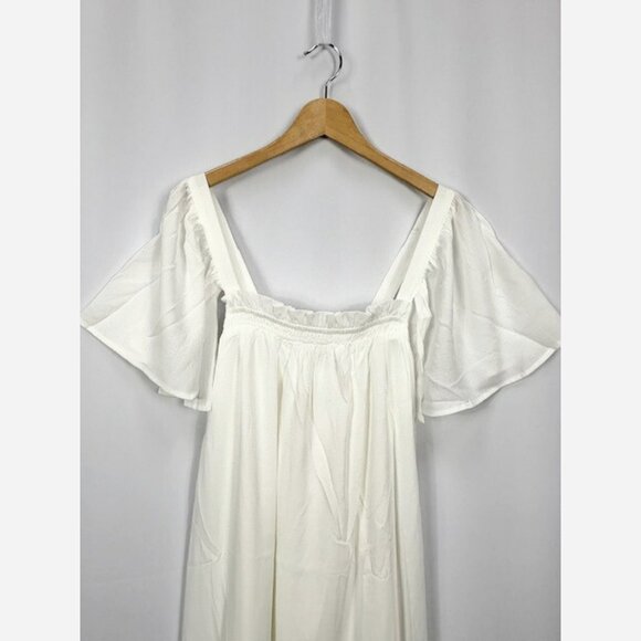 Island Vacay White Flutter Sleeve Midi Dress - Picture 9 of 10